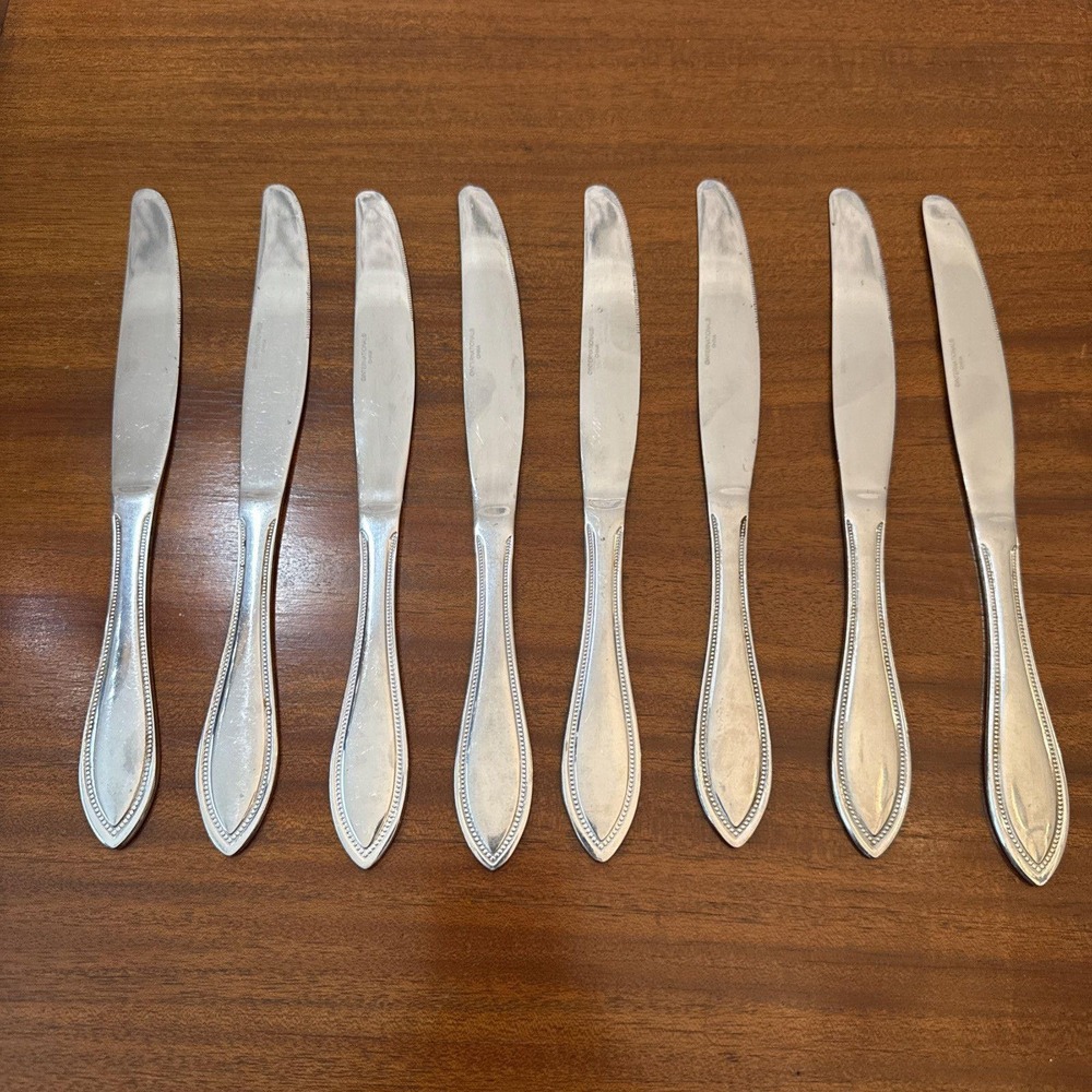 Set of 8 International Silver American‎ Bead Place Knives 9.5" Stainless